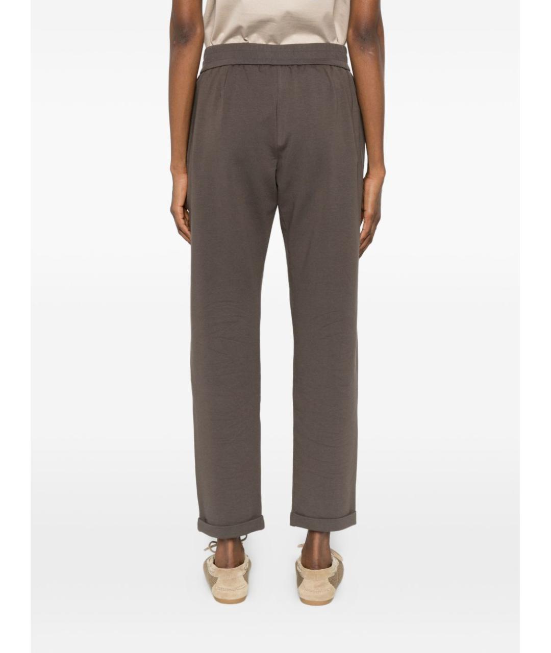 BRUNELLO CUCINELLI Коричневые хлопковые прямые брюки, фото 2