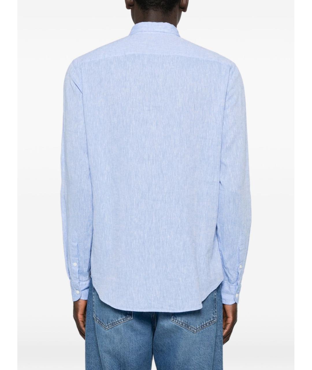 EMPORIO ARMANI Голубая льняная кэжуал рубашка, фото 3