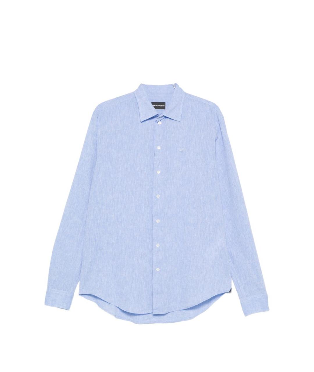 EMPORIO ARMANI Голубая льняная кэжуал рубашка, фото 1