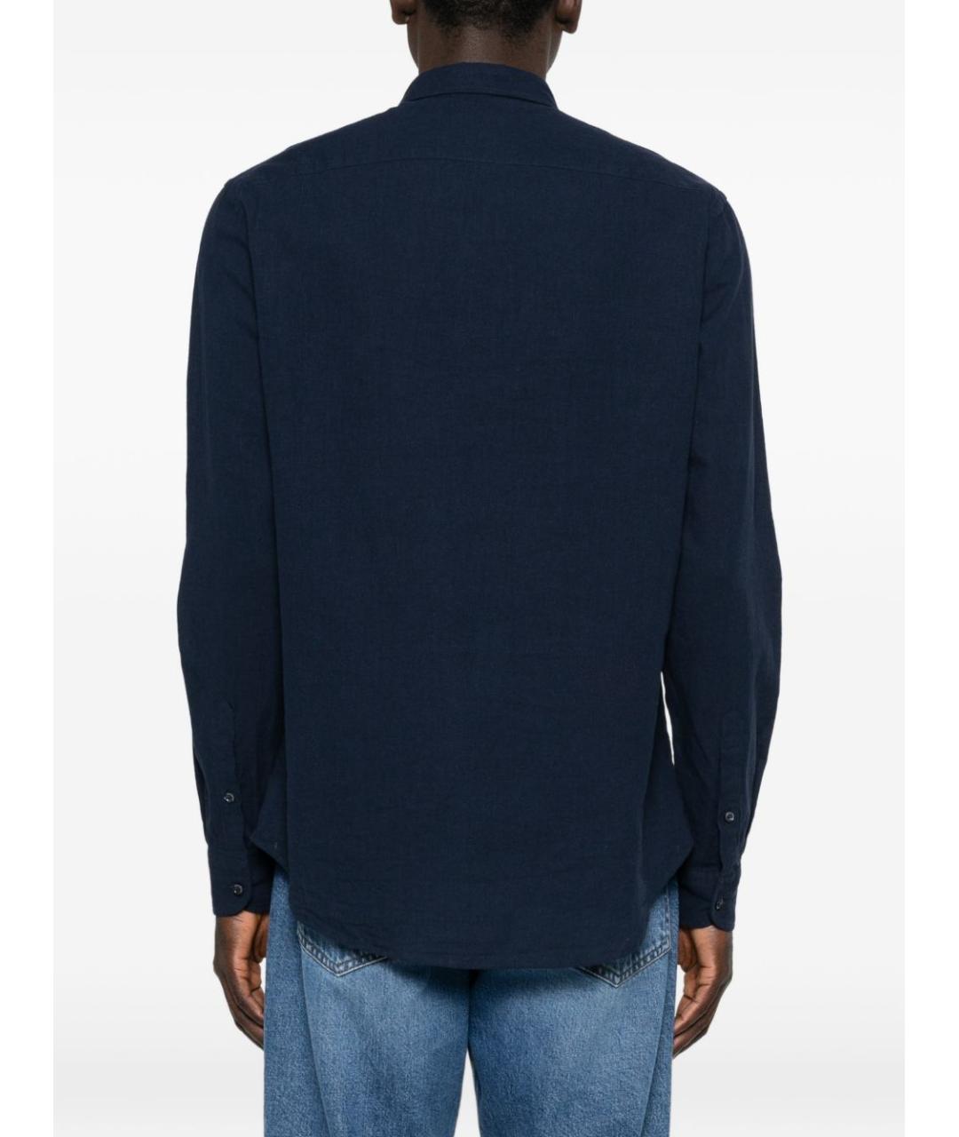 EMPORIO ARMANI Синяя льняная кэжуал рубашка, фото 4