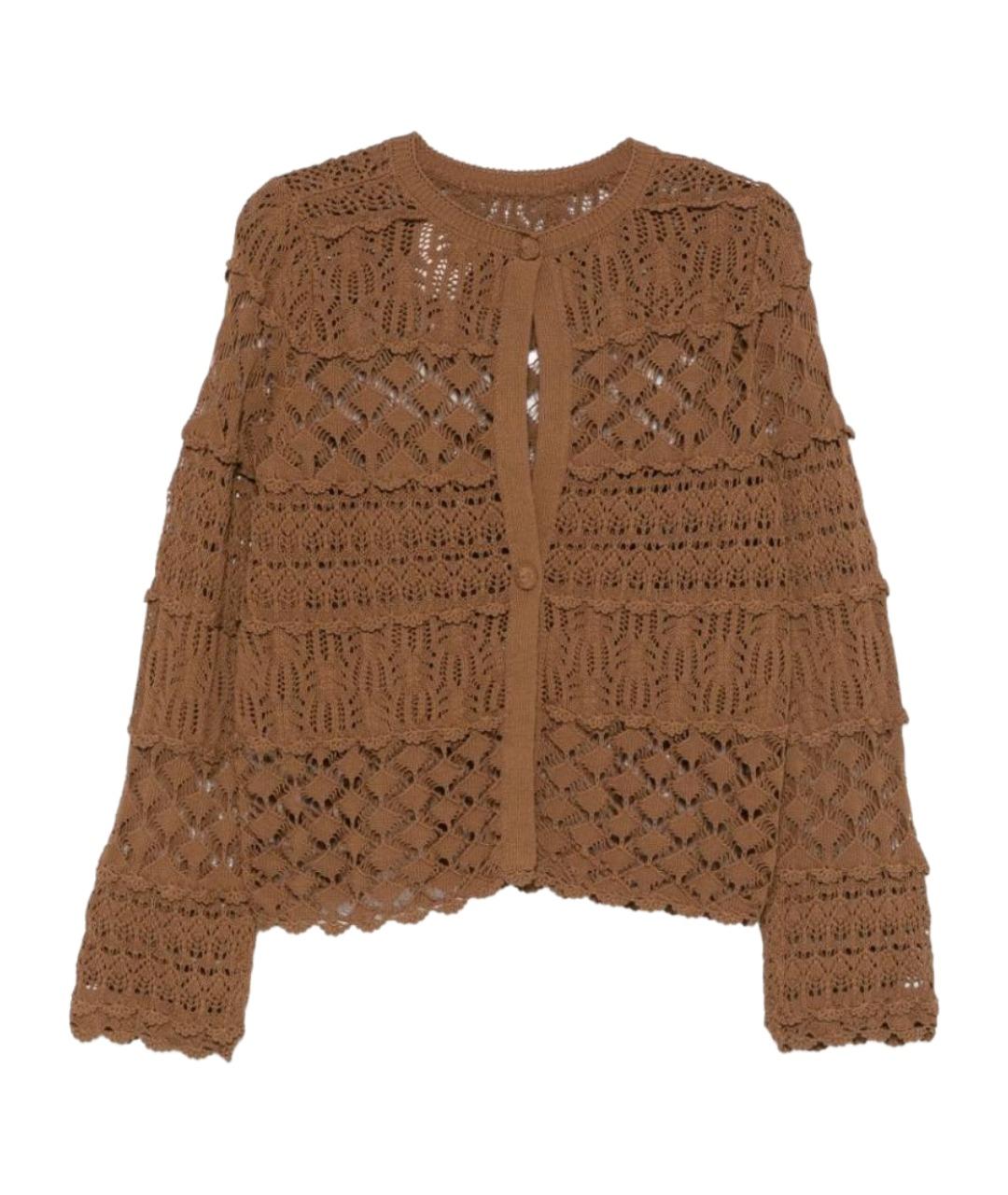 SEMICOUTURE Коричневый хлопковый кардиган, фото 1