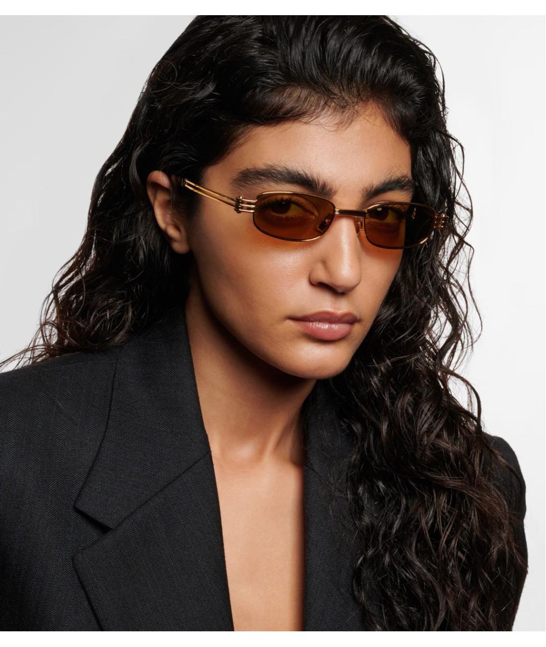 BOTTEGA VENETA Желтые металлические солнцезащитные очки, фото 6