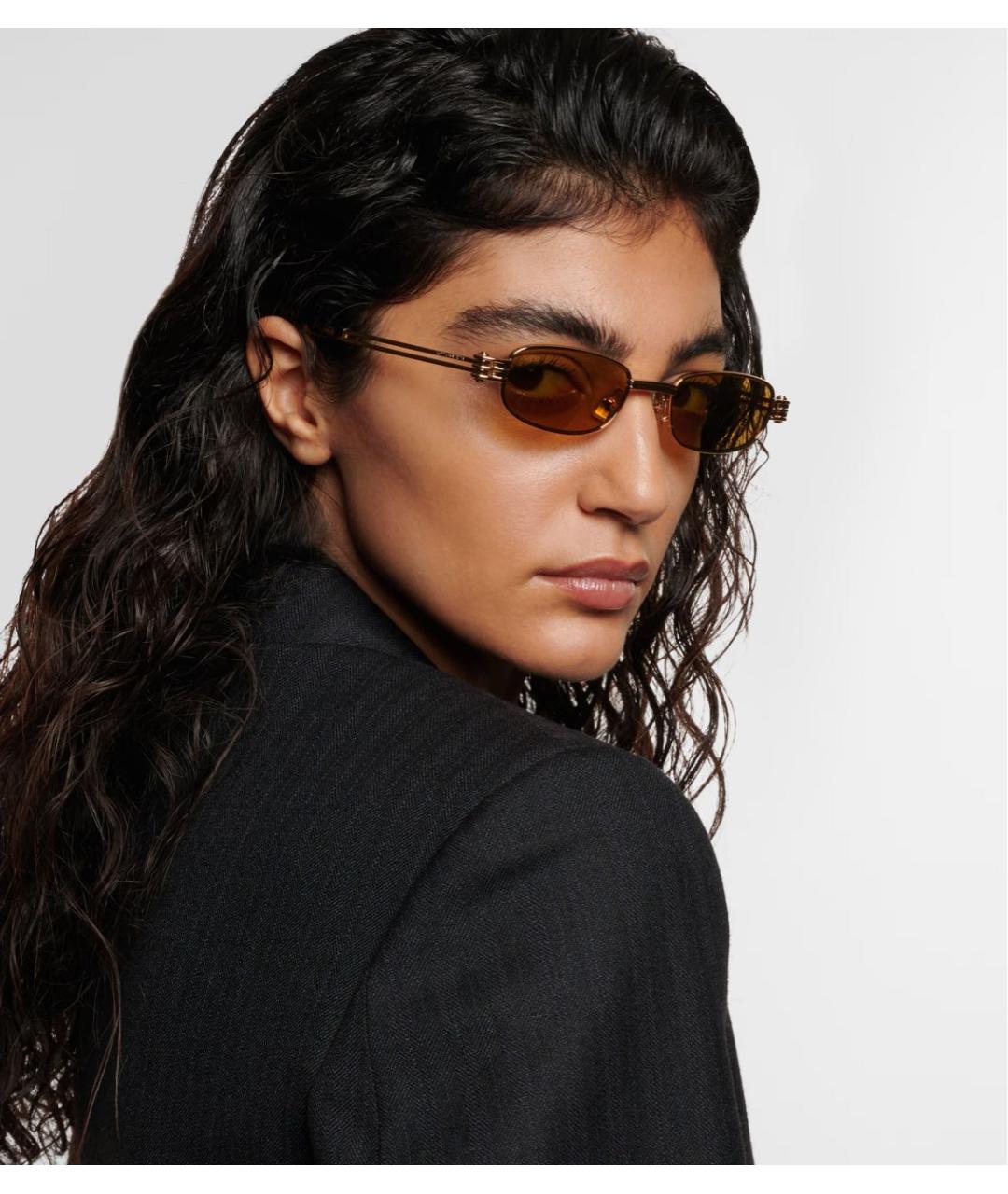 BOTTEGA VENETA Желтые металлические солнцезащитные очки, фото 5