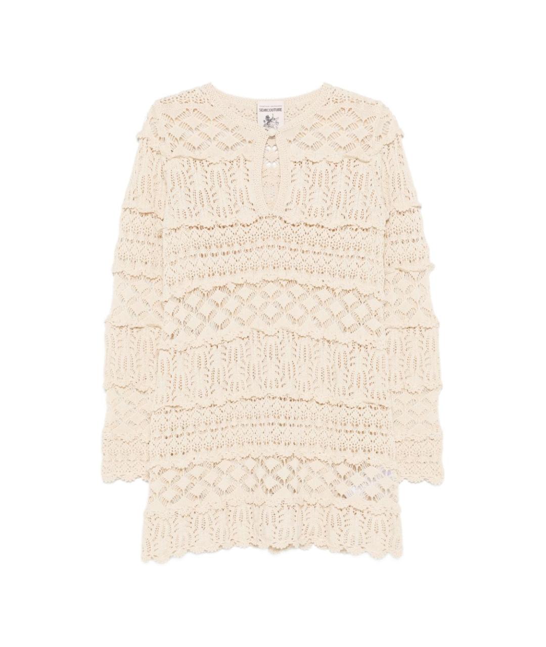 SEMICOUTURE Бежевое хлопковое повседневное платье, фото 1