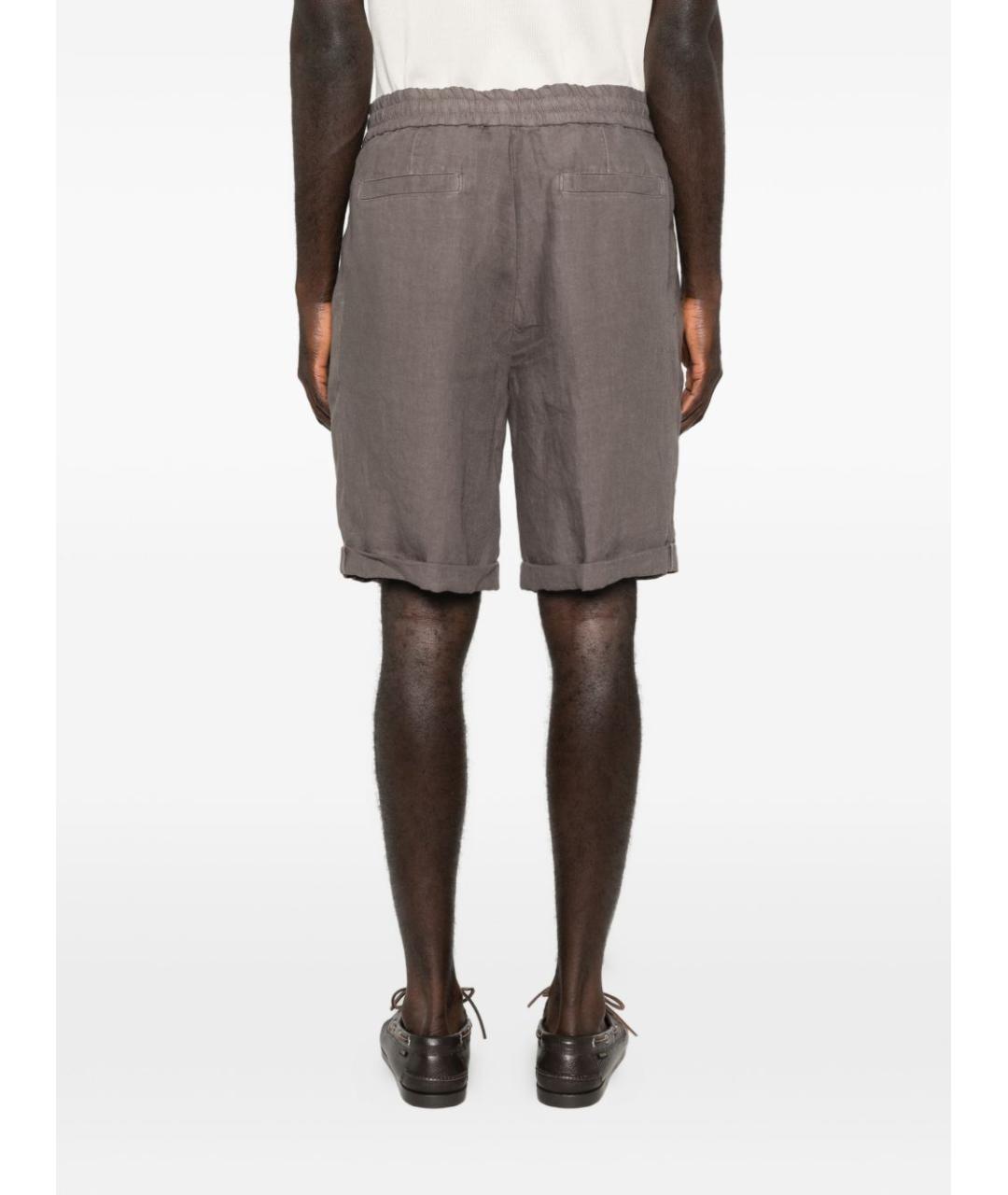 BRUNELLO CUCINELLI Коричневые льняные шорты, фото 5