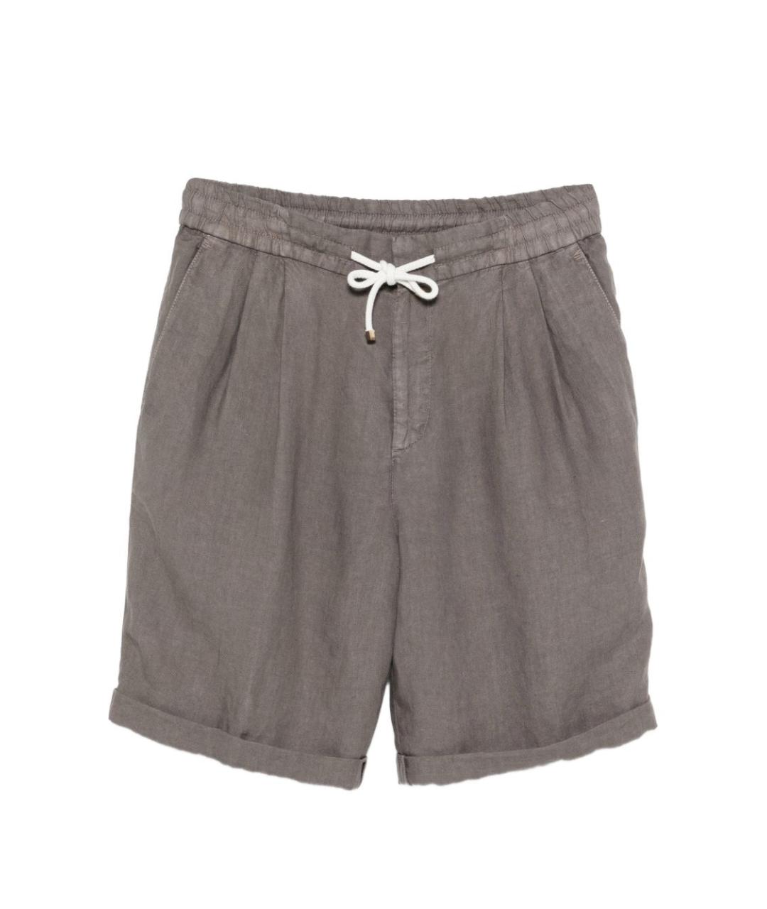 BRUNELLO CUCINELLI Коричневые льняные шорты, фото 1