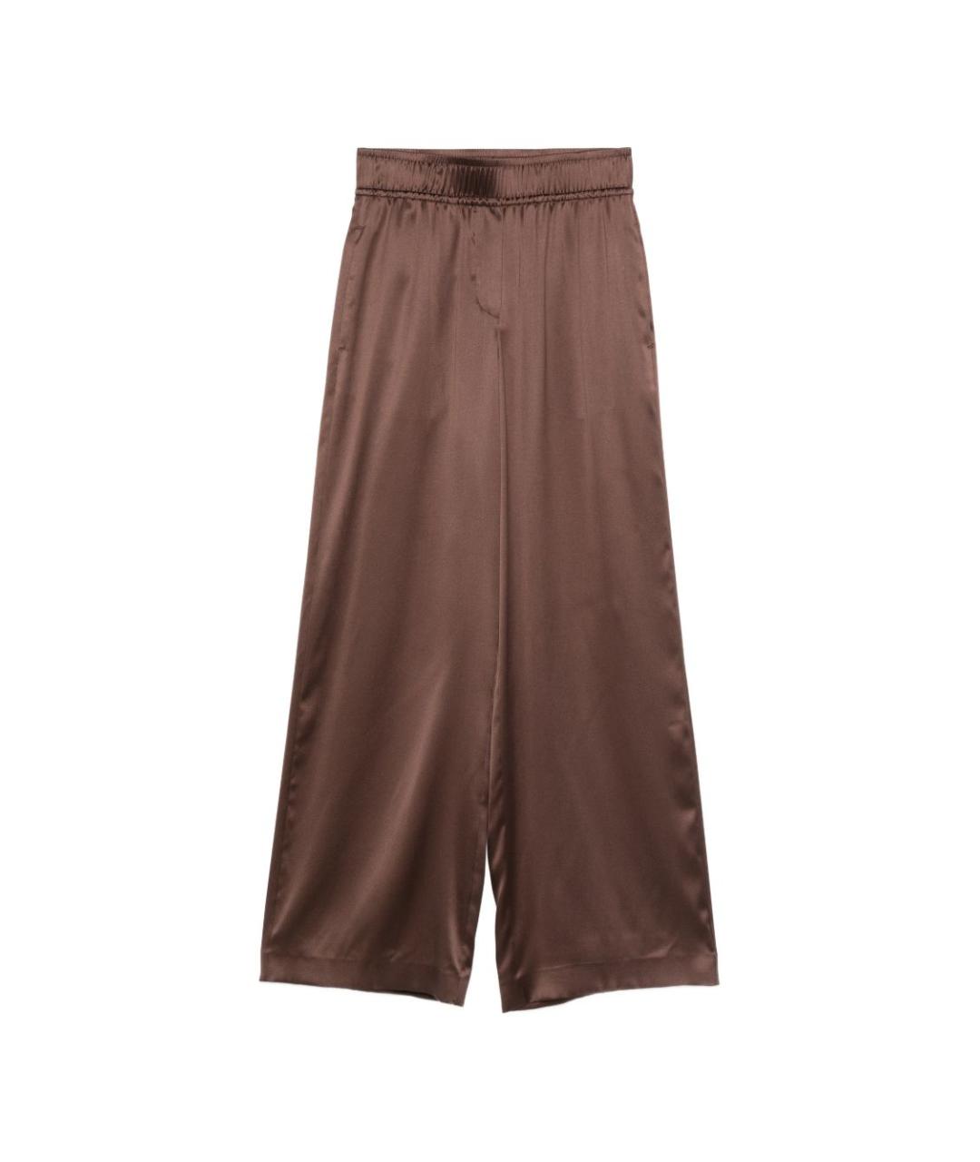 BRUNELLO CUCINELLI Коричневые шелковые прямые брюки, фото 1