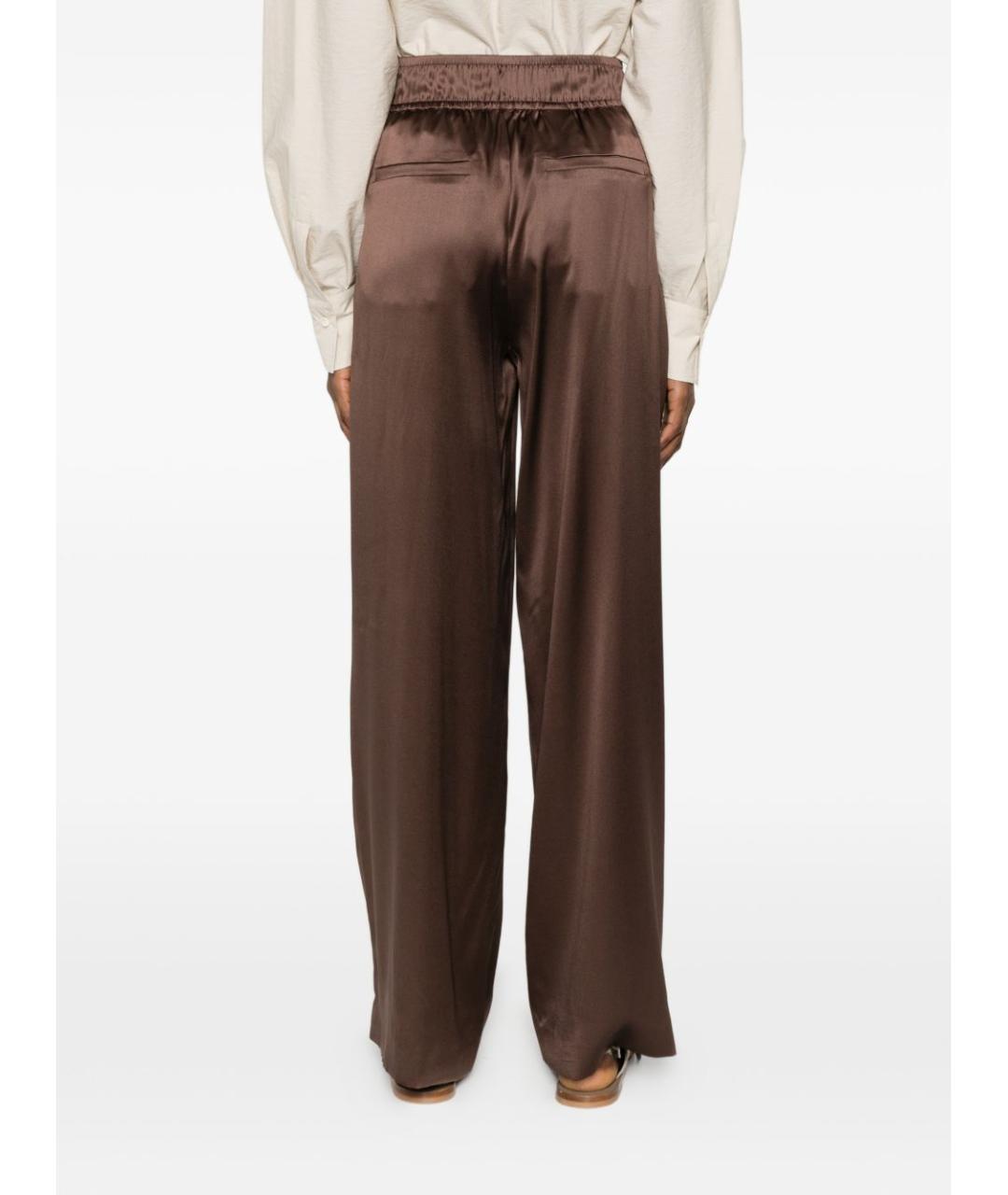 BRUNELLO CUCINELLI Коричневые шелковые прямые брюки, фото 4