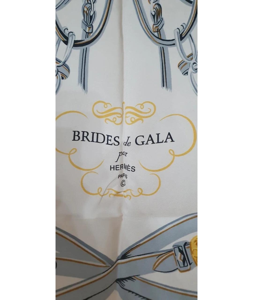 HERMES Белый шелковый платок, фото 4