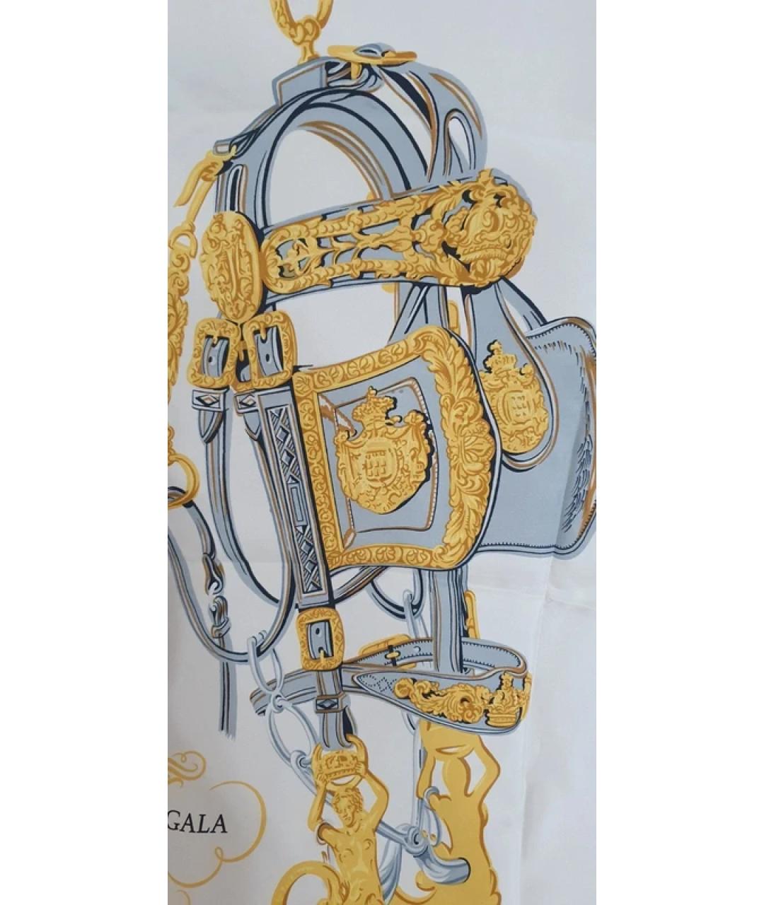 HERMES Белый шелковый платок, фото 3