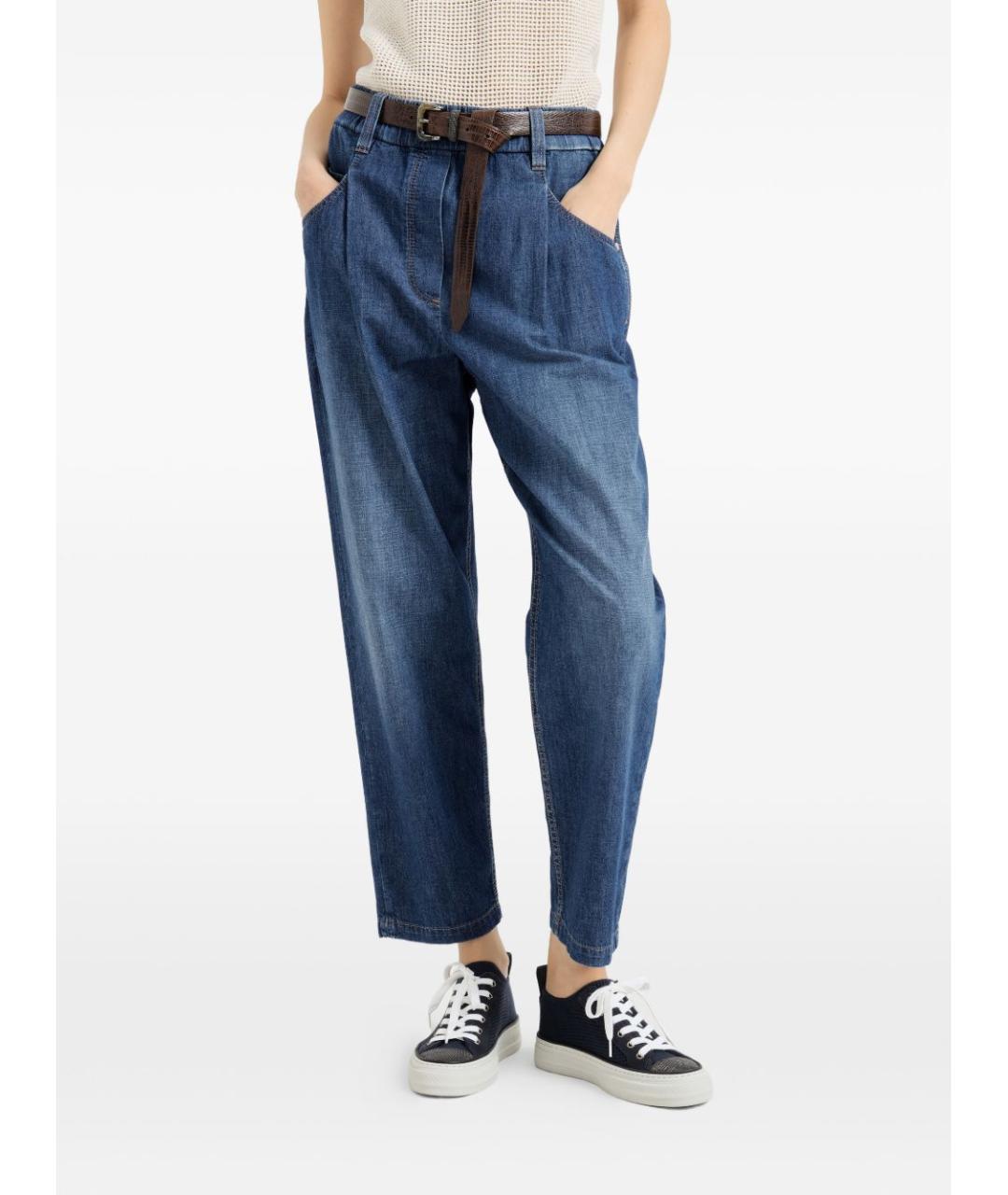 BRUNELLO CUCINELLI Синие хлопковые прямые джинсы, фото 4