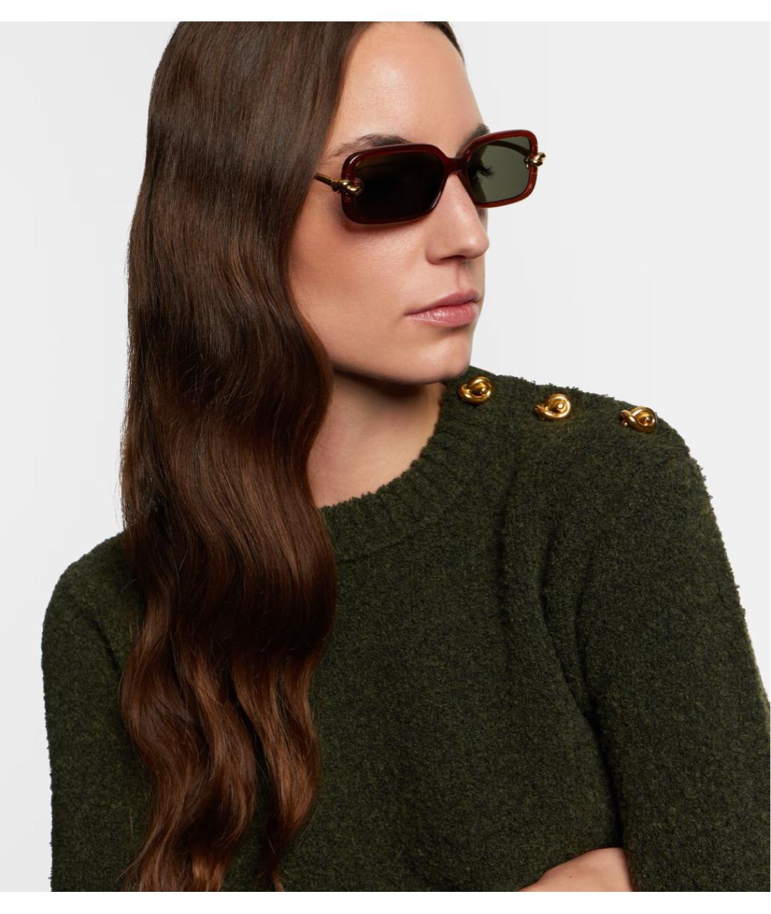 BOTTEGA VENETA Коричневые пластиковые солнцезащитные очки, фото 4