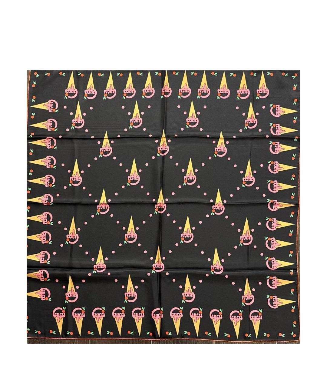 GUCCI Черный шелковый платок, фото 1
