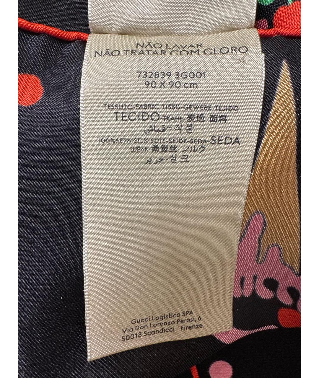 GUCCI Черный шелковый платок, фото 8