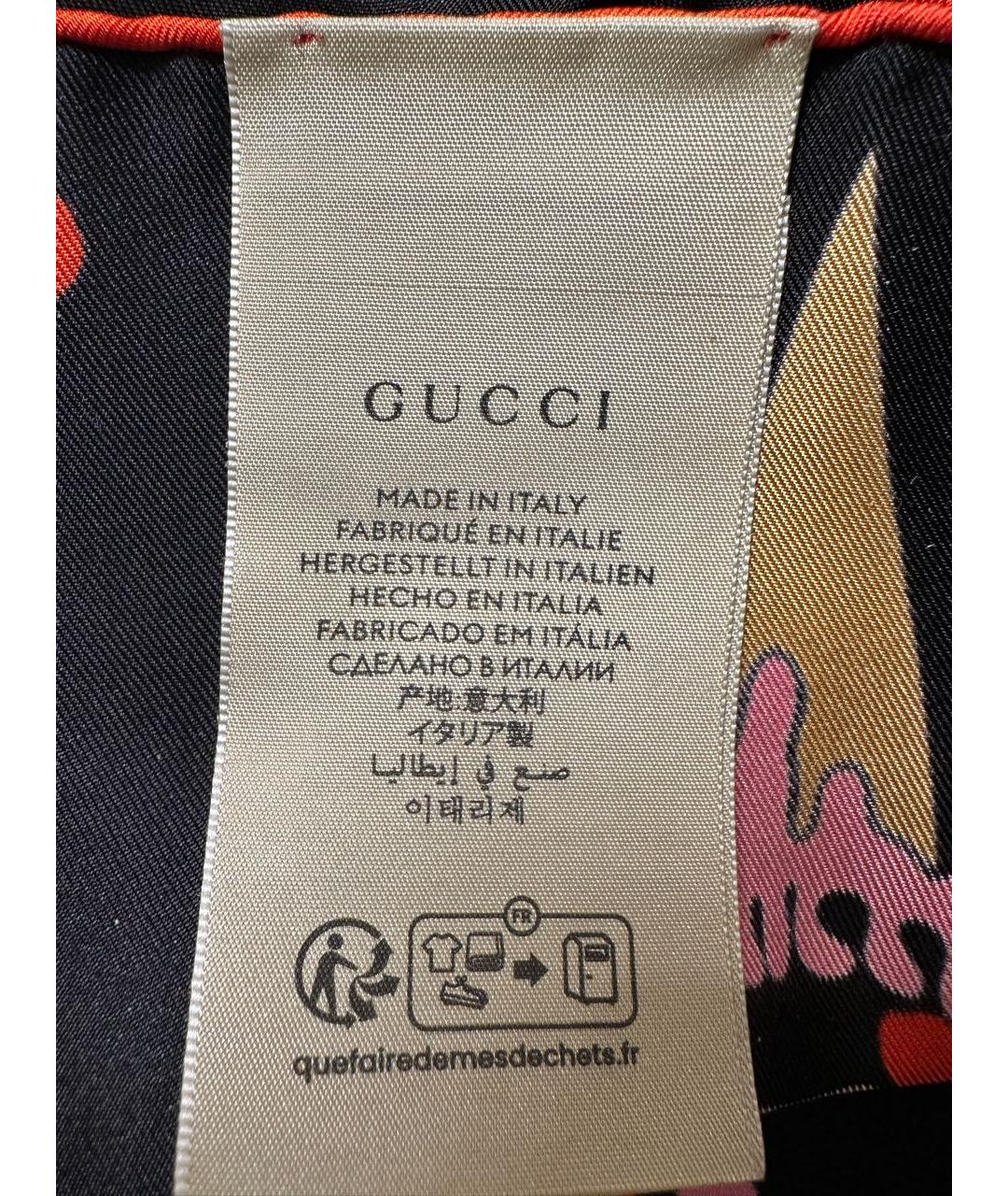 GUCCI Черный шелковый платок, фото 4