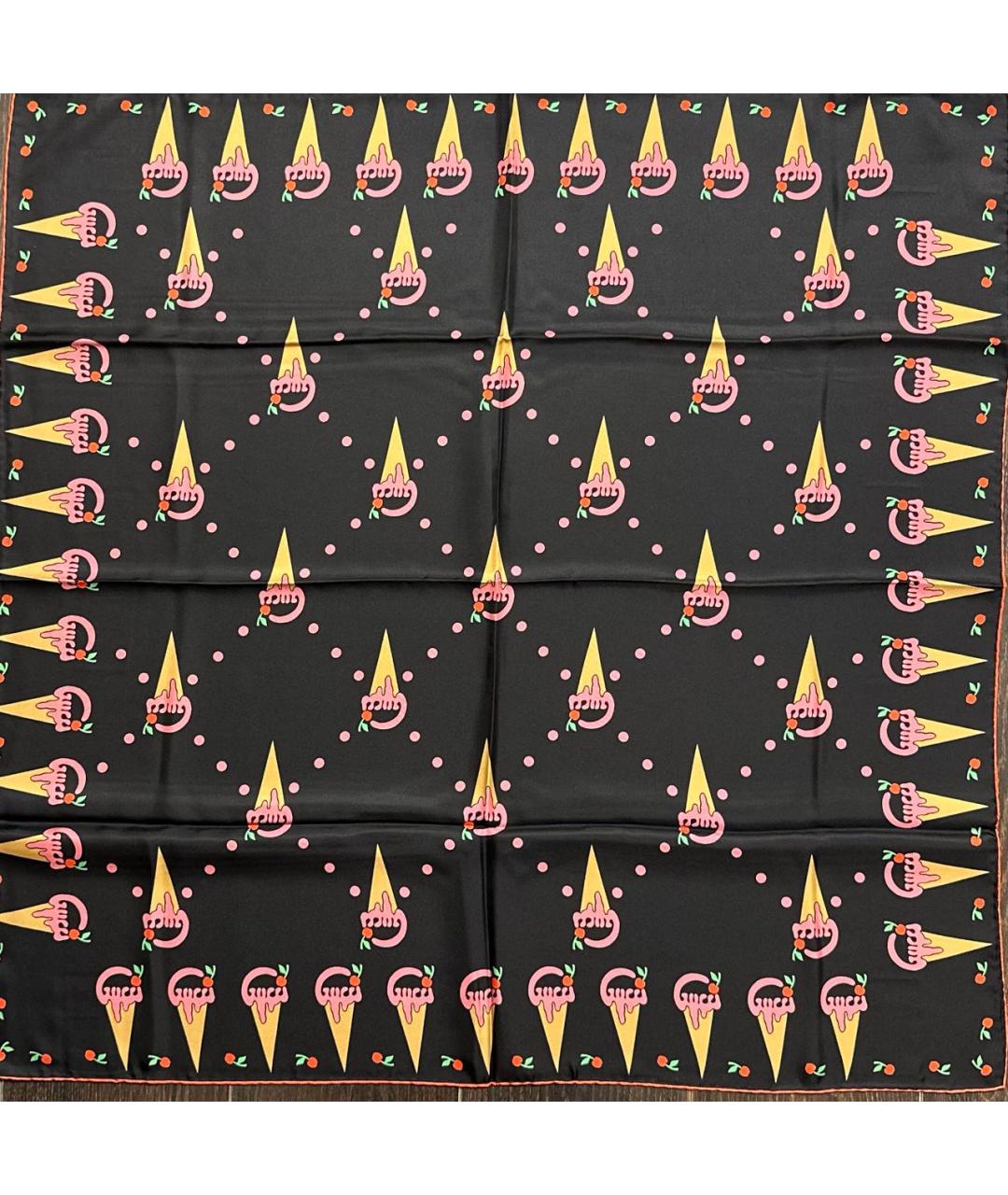 GUCCI Черный шелковый платок, фото 9