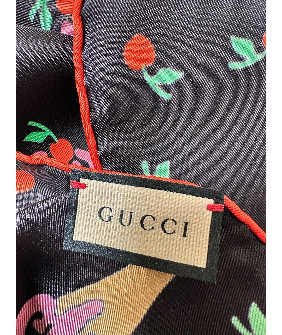 GUCCI Черный шелковый платок, фото 3