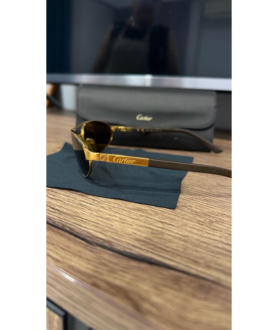 CARTIER Коричневые деревянные солнцезащитные очки, фото 5