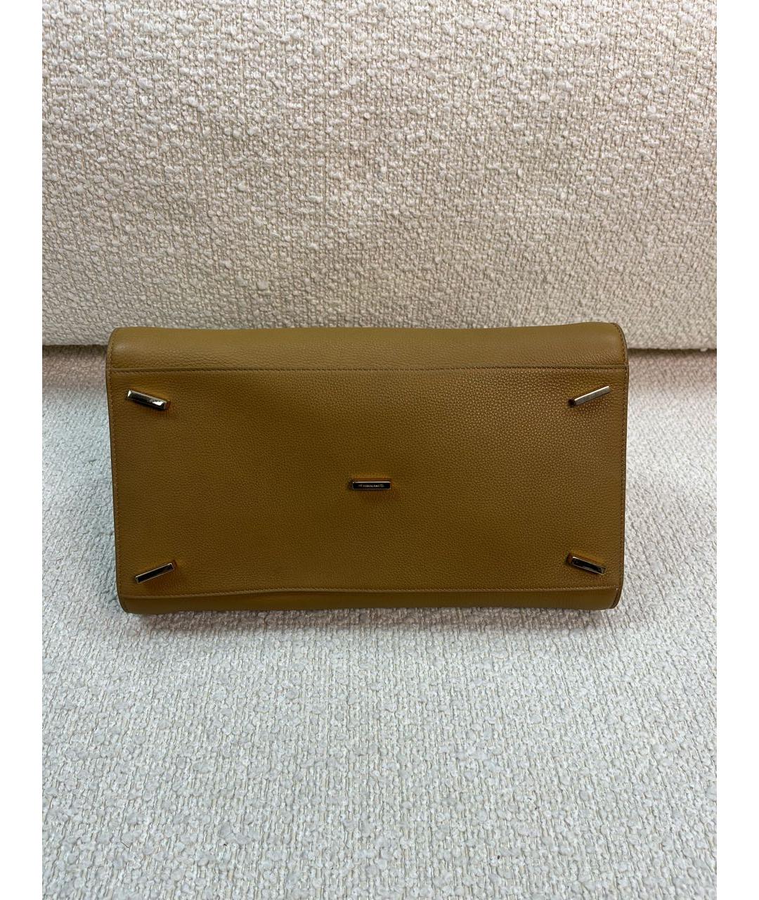 FERRAGAMO Горчичная кожаная сумка с короткими ручками, фото 8