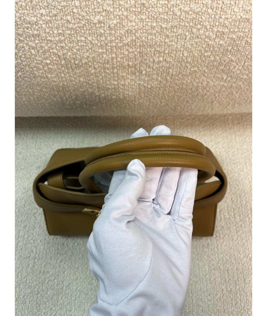 FERRAGAMO Горчичная кожаная сумка с короткими ручками, фото 7