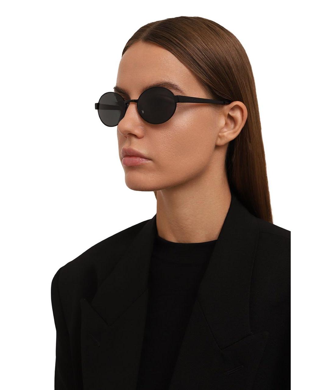 SAINT LAURENT Черные металлические солнцезащитные очки, фото 7