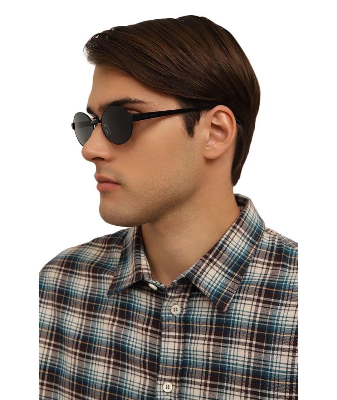 SAINT LAURENT Черные металлические солнцезащитные очки, фото 8