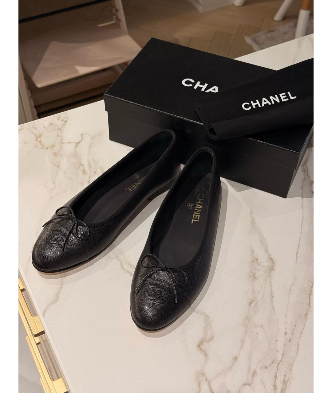 CHANEL Черные кожаные балетки, фото 7