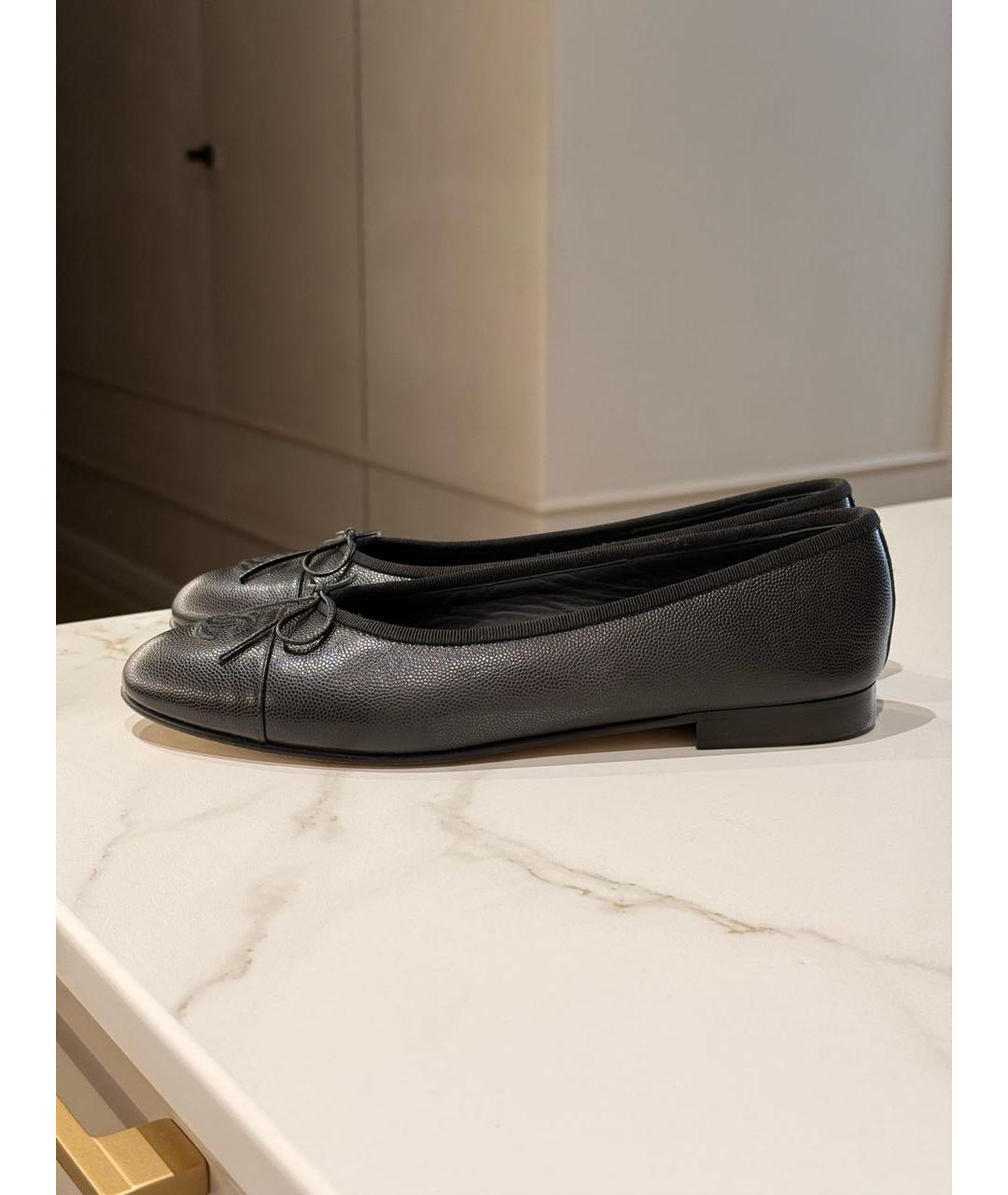 CHANEL Черные кожаные балетки, фото 8
