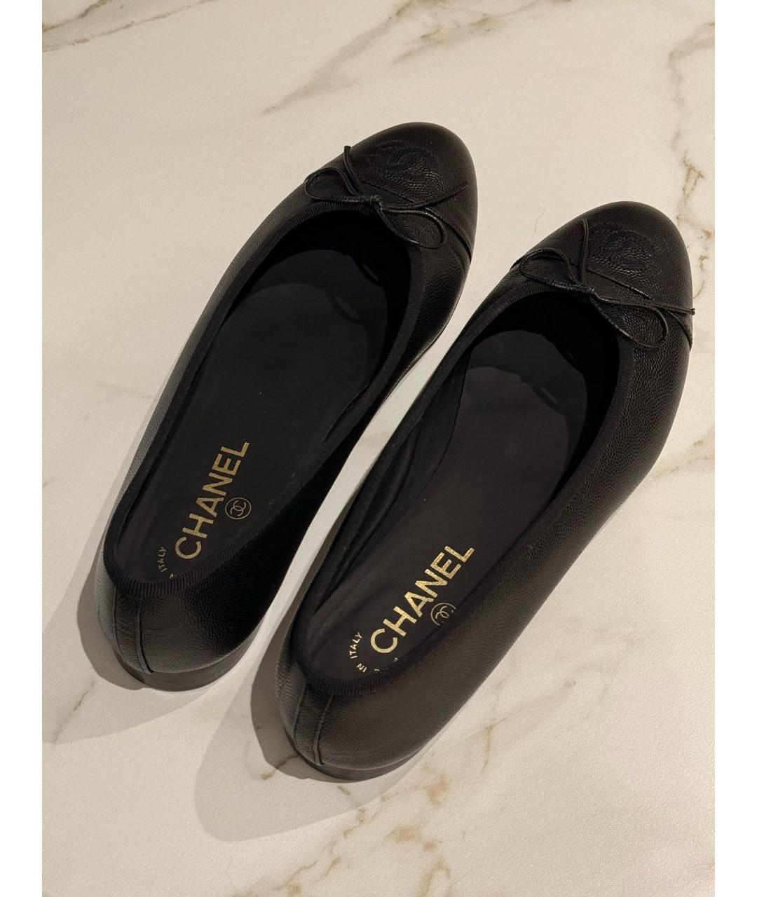 CHANEL Черные кожаные балетки, фото 5