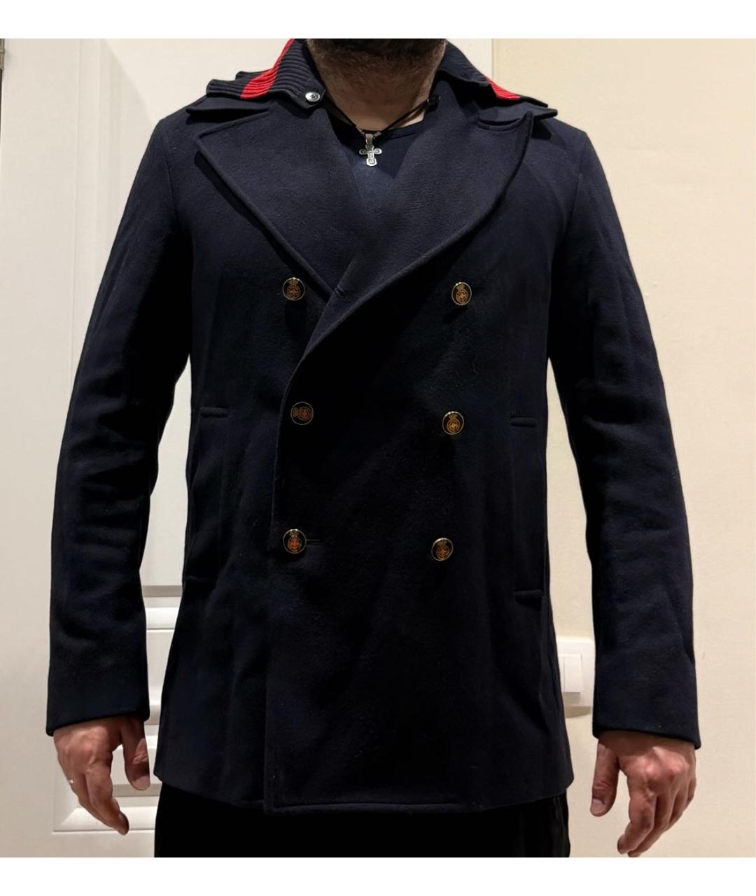 GUCCI Темно-синее шерстяное пальто, фото 8