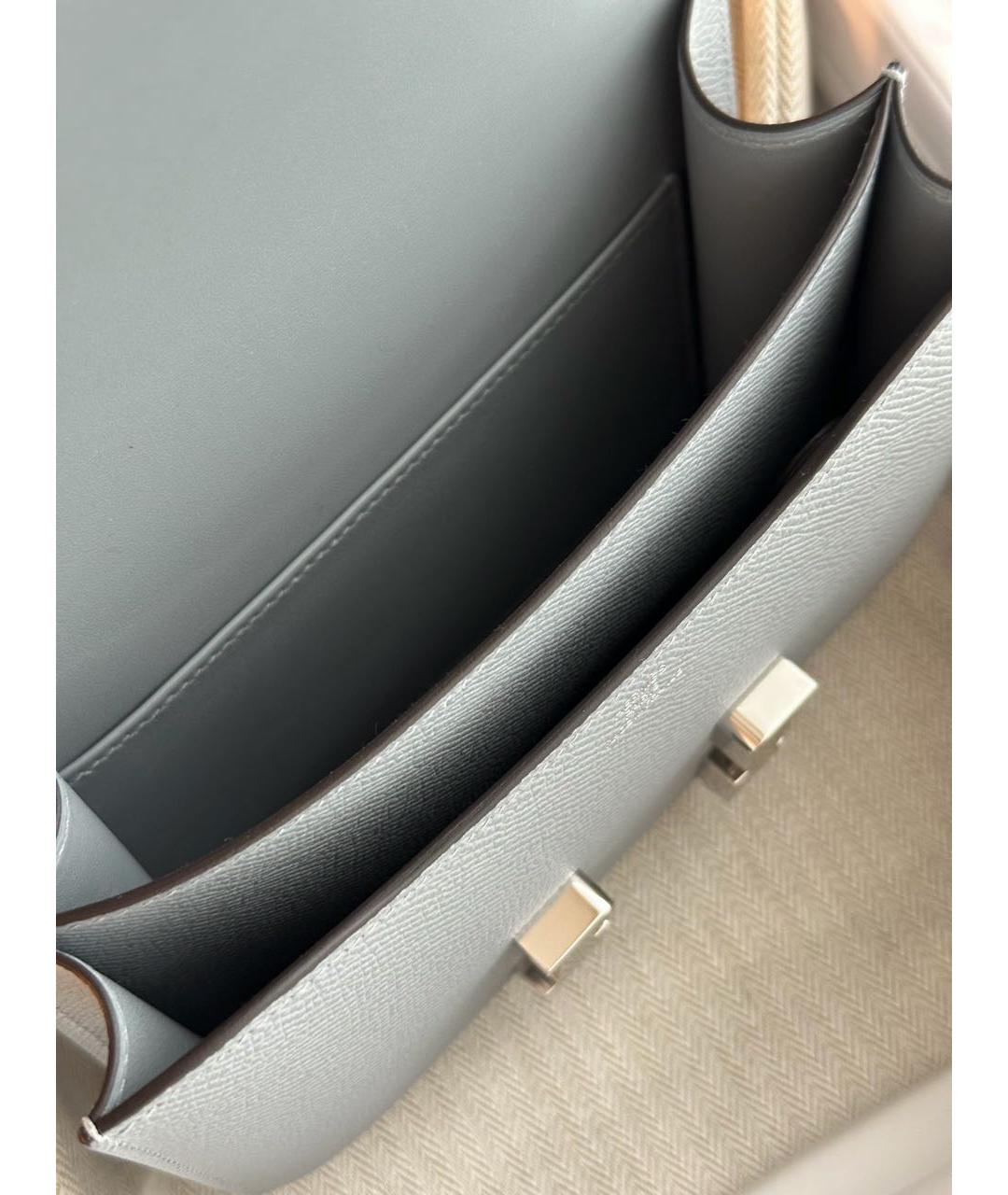 HERMES Серая кожаная сумка через плечо, фото 7