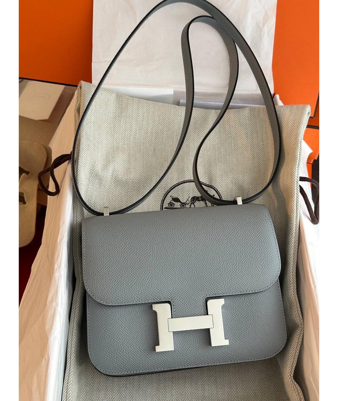 HERMES Серая кожаная сумка через плечо, фото 2