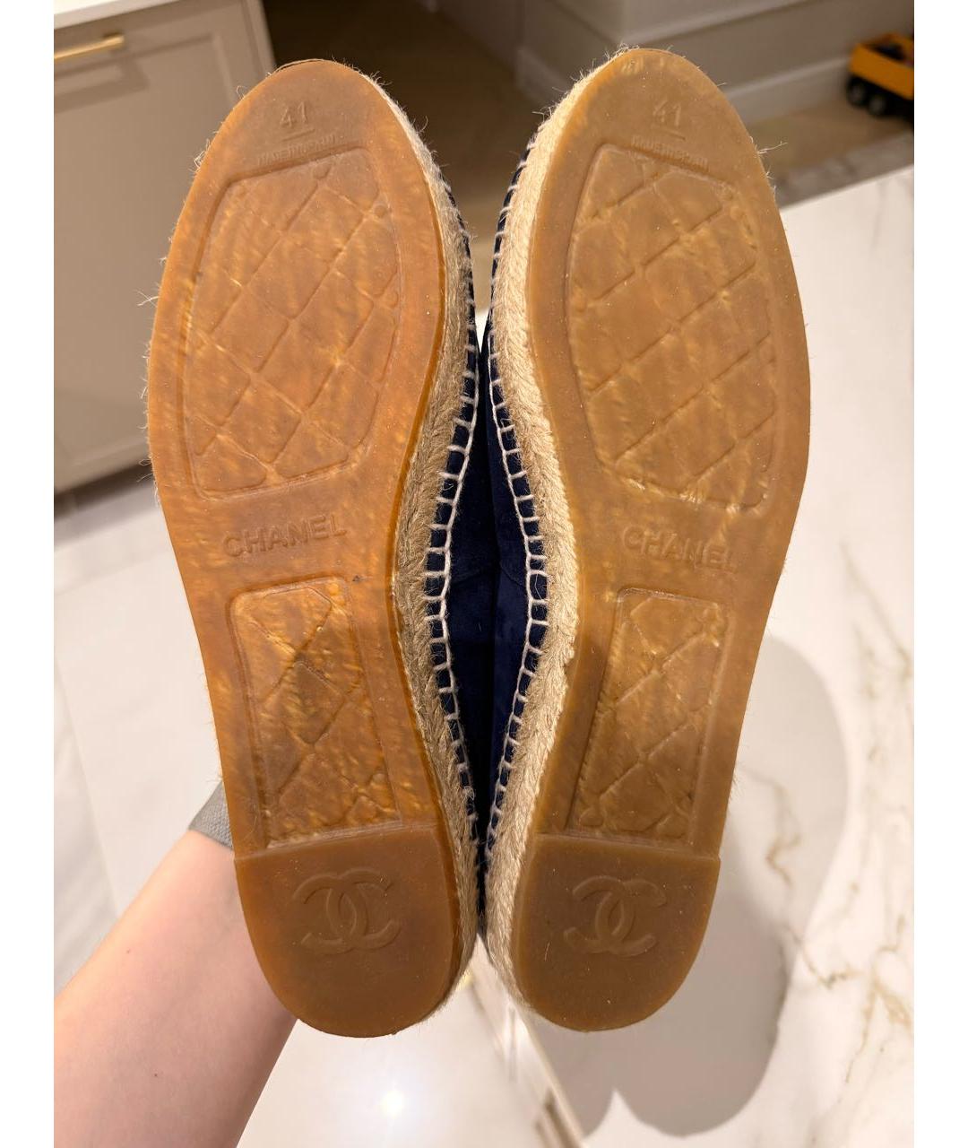 CHANEL Темно-синие замшевые эспадрильи, фото 5