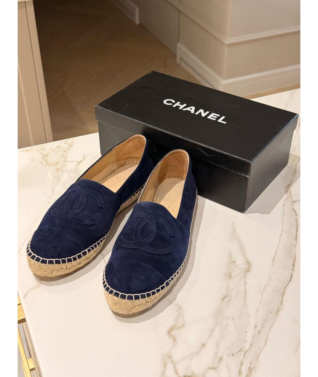 CHANEL Темно-синие замшевые эспадрильи, фото 6