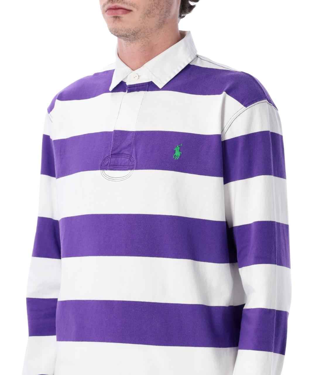 POLO RALPH LAUREN Мульти хлопковое поло с длинным рукавом, фото 3