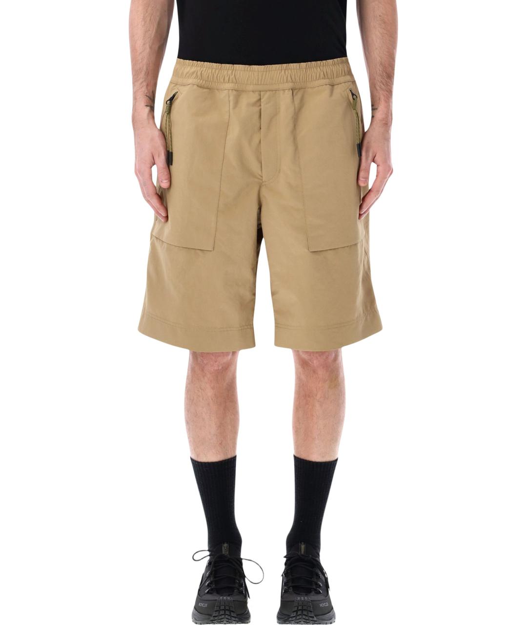 MONCLER GRENOBLE Бежевые полиэстеровые шорты, фото 1