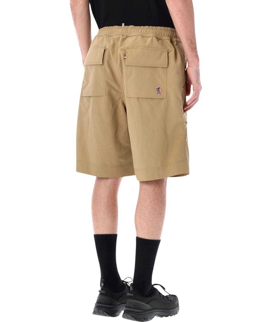 MONCLER GRENOBLE Бежевые полиэстеровые шорты, фото 2