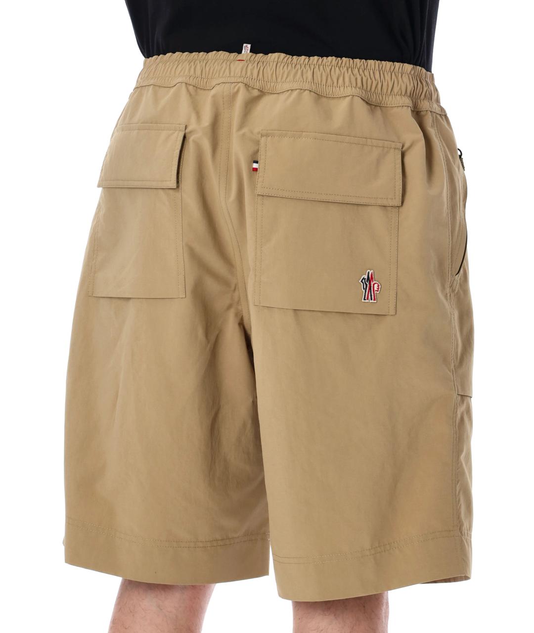 MONCLER GRENOBLE Бежевые полиэстеровые шорты, фото 3