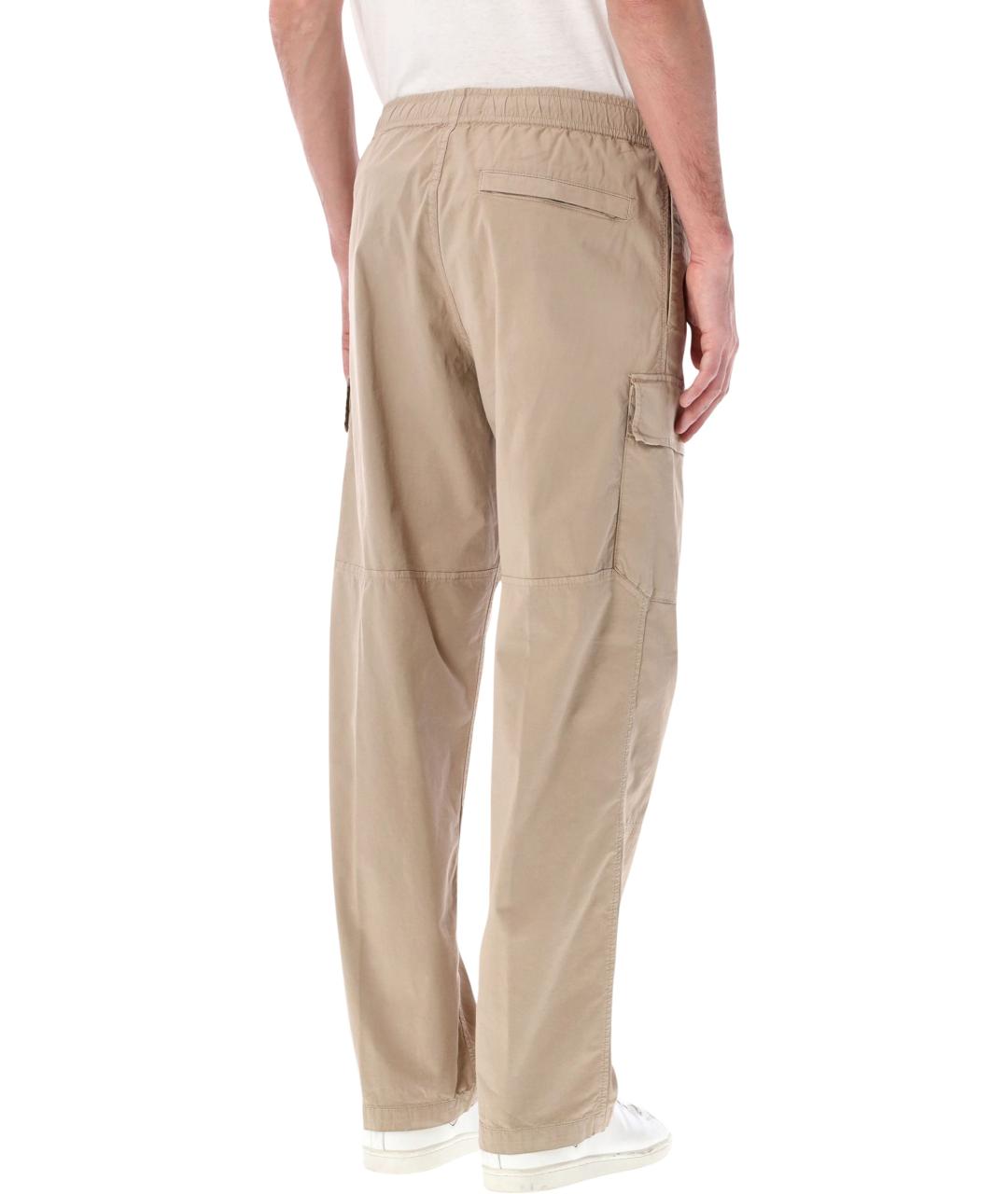 STONE ISLAND Бежевые хлопковые повседневные брюки, фото 2