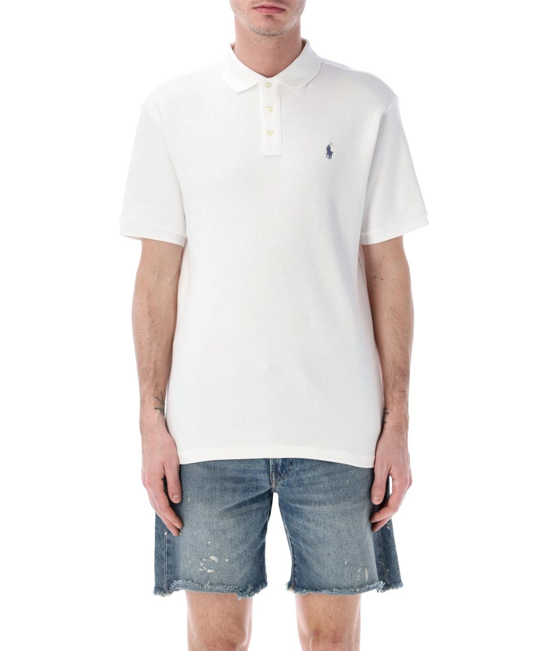 POLO RALPH LAUREN Белое хлопковое поло с коротким рукавом, фото 1