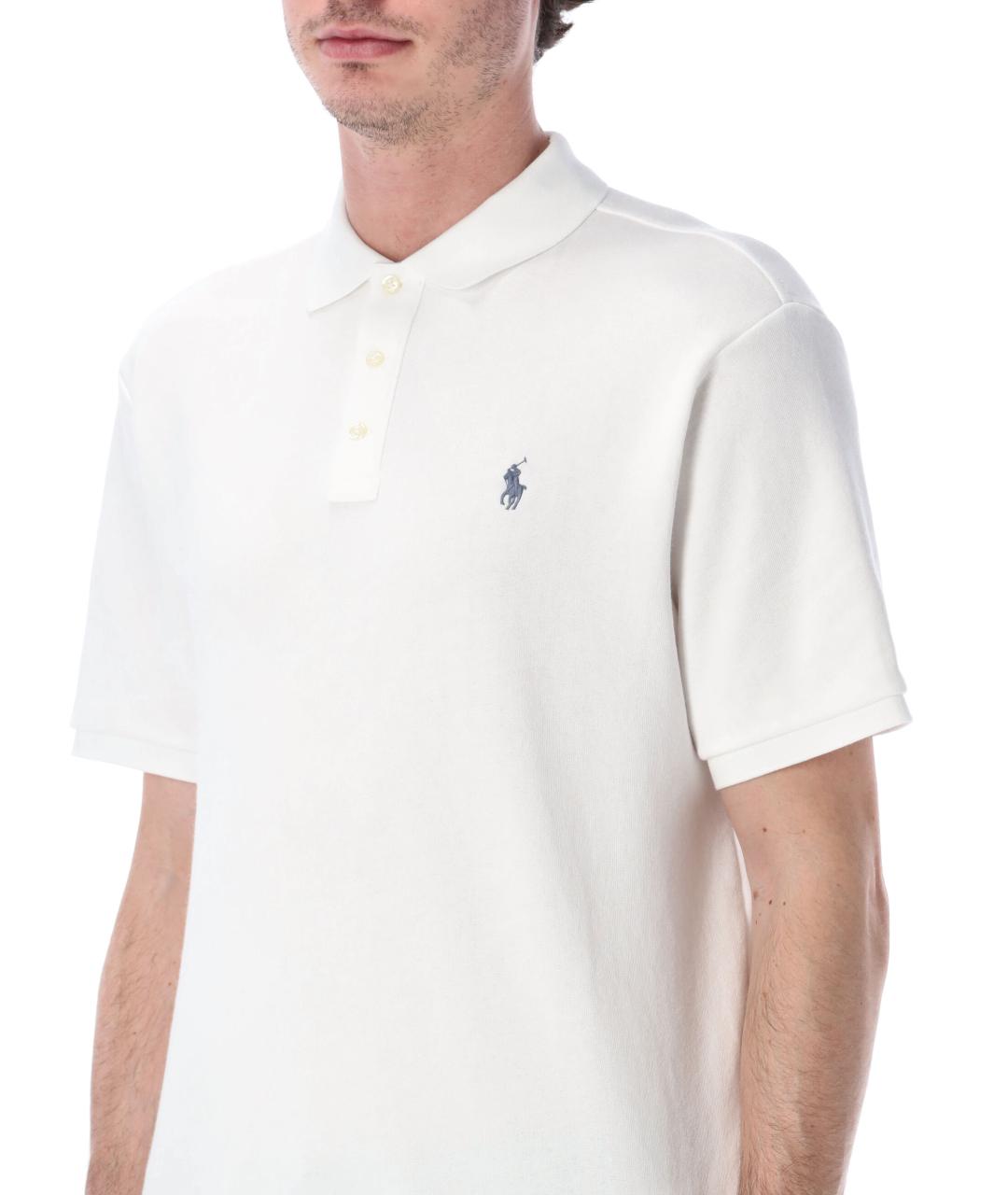 POLO RALPH LAUREN Белое хлопковое поло с коротким рукавом, фото 3