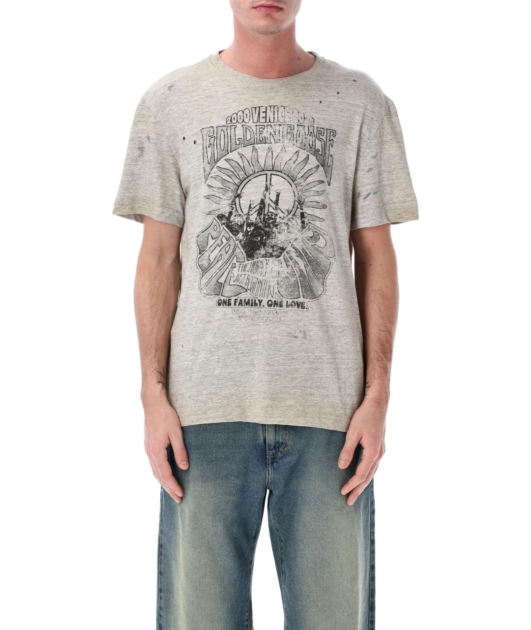 GOLDEN GOOSE DELUXE BRAND Серая хлопковая футболка, фото 1