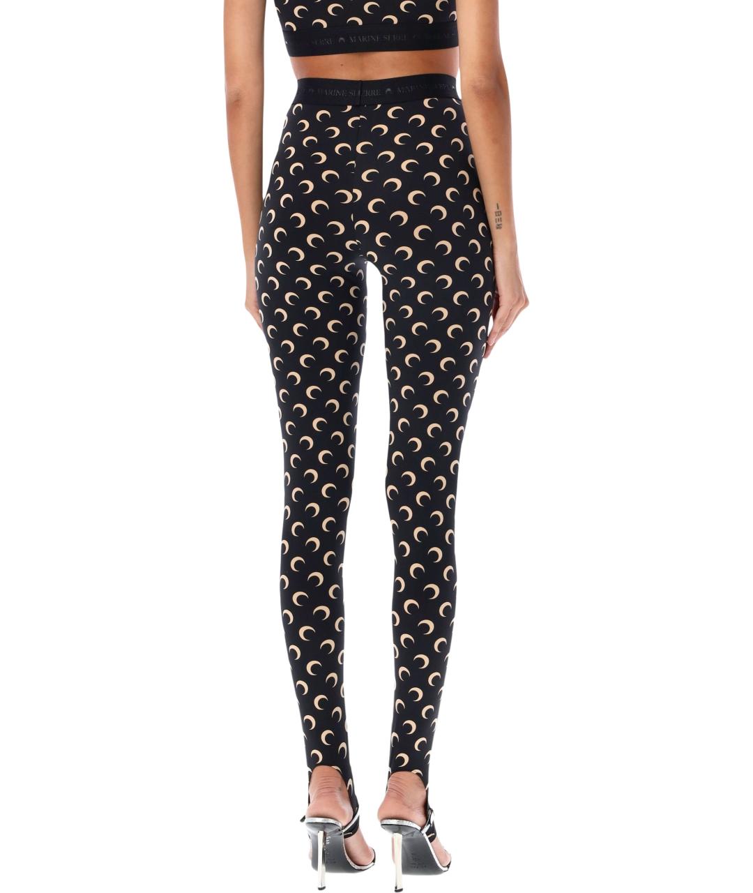 MARINE SERRE Черные полиамидовые леггинсы и велосипедки, фото 2