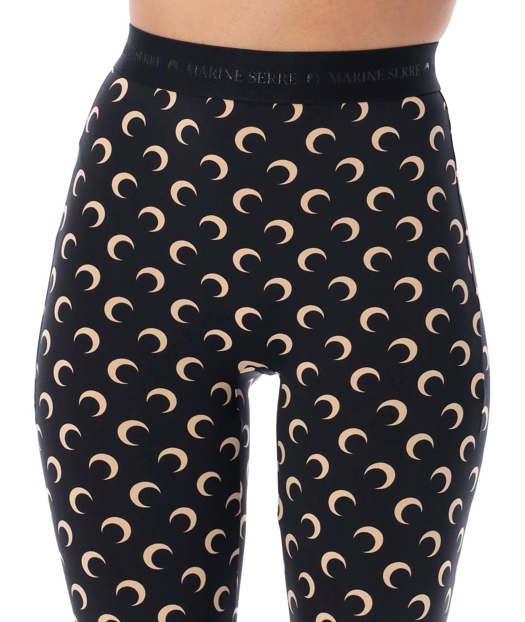 MARINE SERRE Черные полиамидовые леггинсы и велосипедки, фото 3