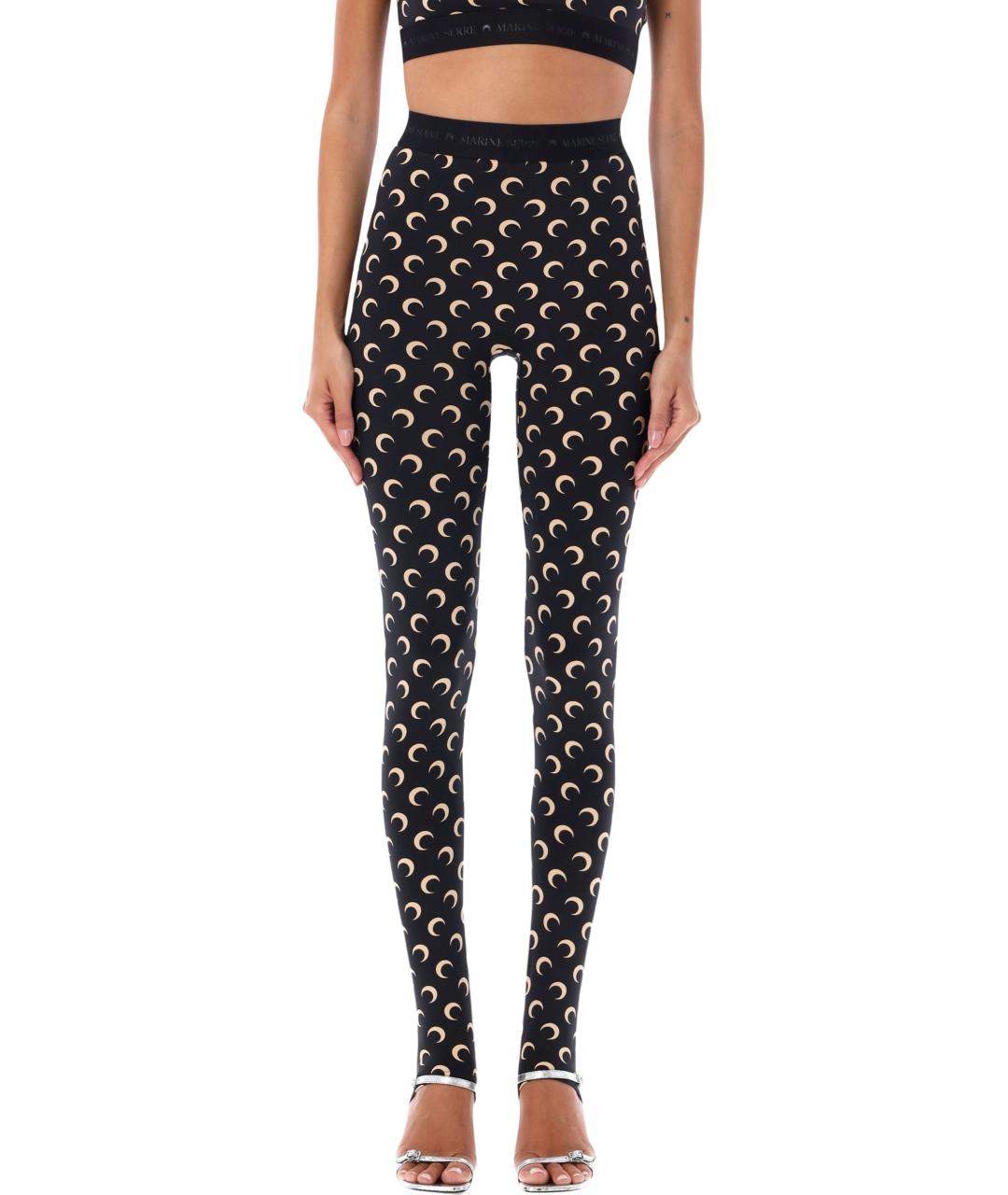 MARINE SERRE Черные полиамидовые леггинсы и велосипедки, фото 1