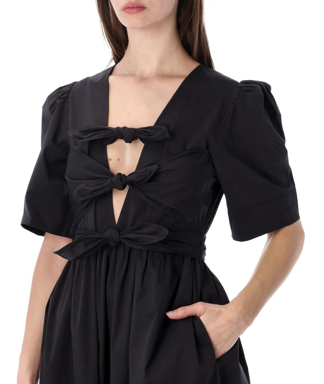 GANNI Черное хлопковое повседневное платье, фото 3