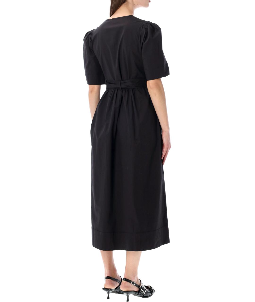 GANNI Черное хлопковое повседневное платье, фото 2