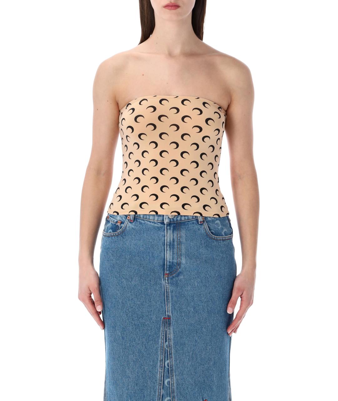 MARINE SERRE Бежевая полиамидовая майка, фото 1