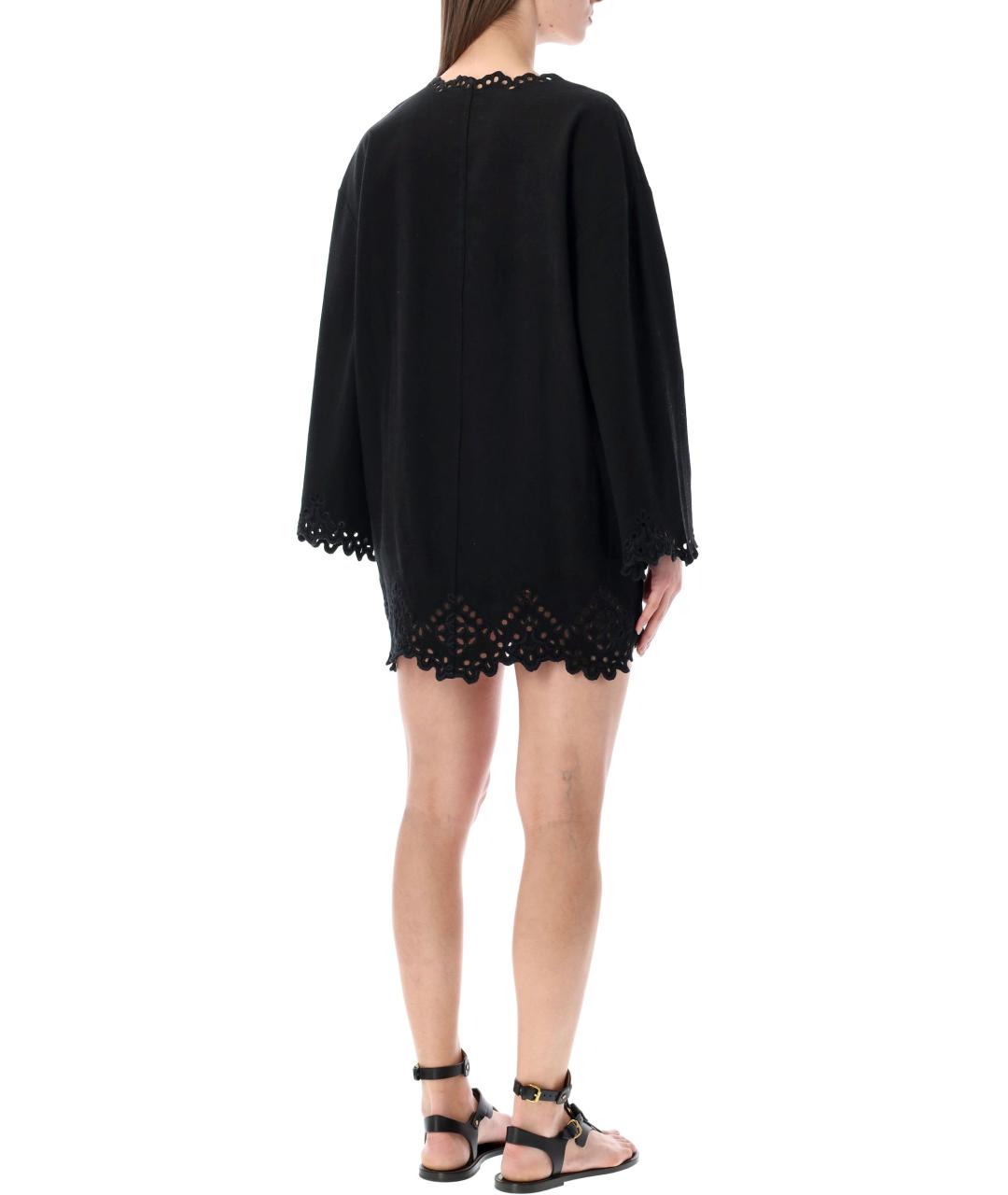 ISABEL MARANT ETOILE Черное хлопковое повседневное платье, фото 2