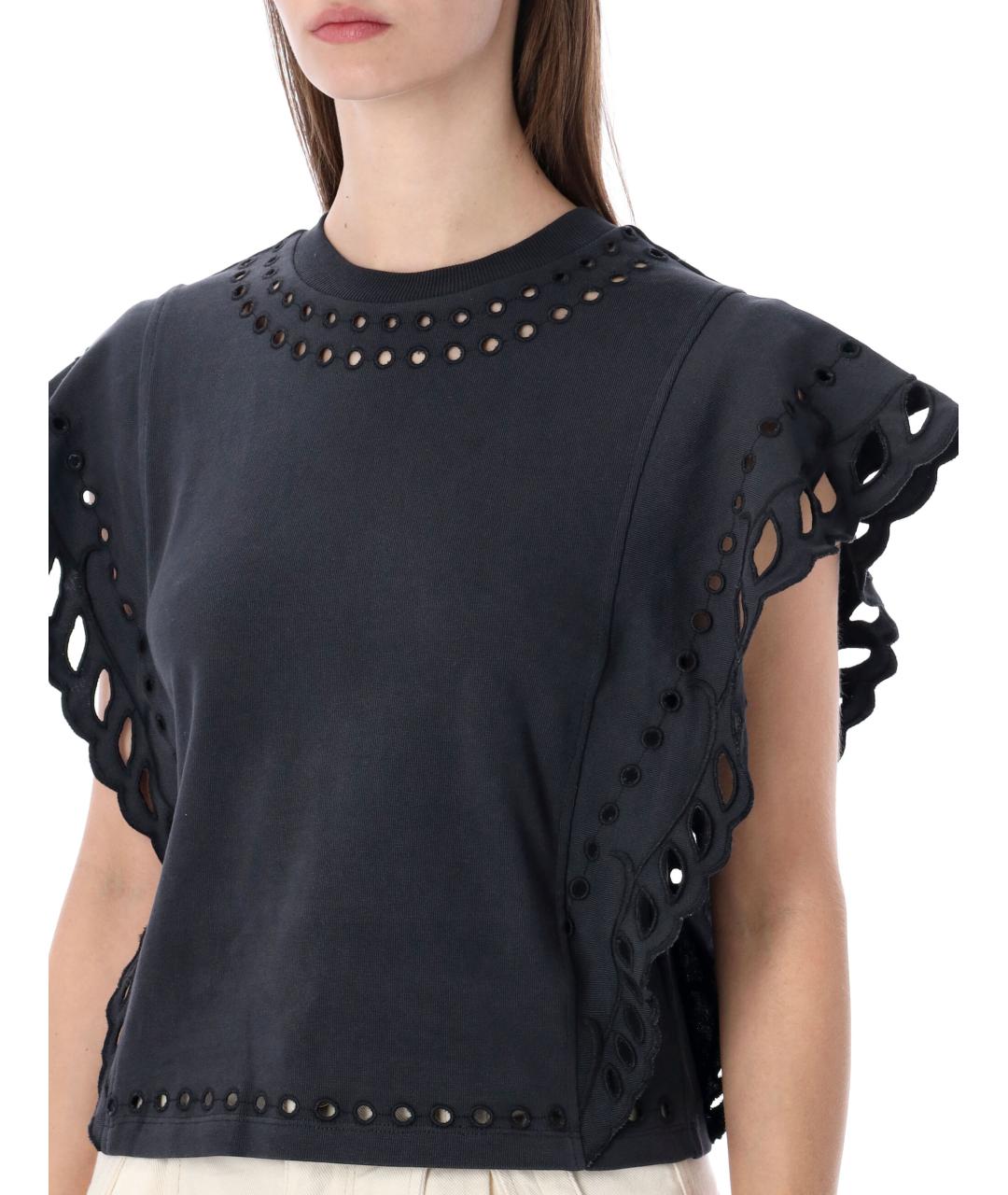 ISABEL MARANT ETOILE Черная хлопковая футболка, фото 3